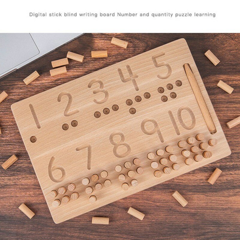 Tablero de números de madera intelectual Montessori para niños, juguete educativo para contar, rompecabezas, juego básico de matemáticas