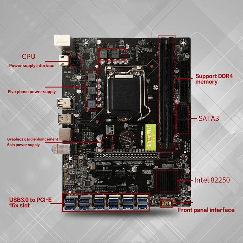 For Asus B250 MINING EXPERT 12 PCIE mining rig BTC ETH Mining Motherboard LGA1151 USB3.0 SATA3 Intel B250 DDR4