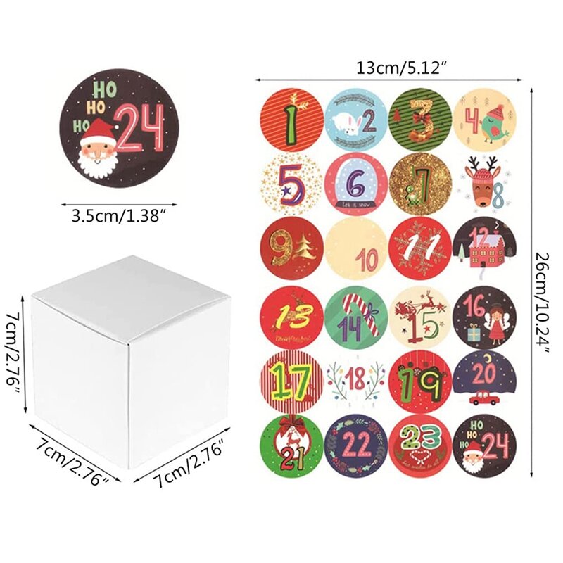 24 Set Christmas Advent Calendar Paper Candy Box 24 Days Christmas Elements Candy Bags DIY Sacks DIY Candy Gift Bags
