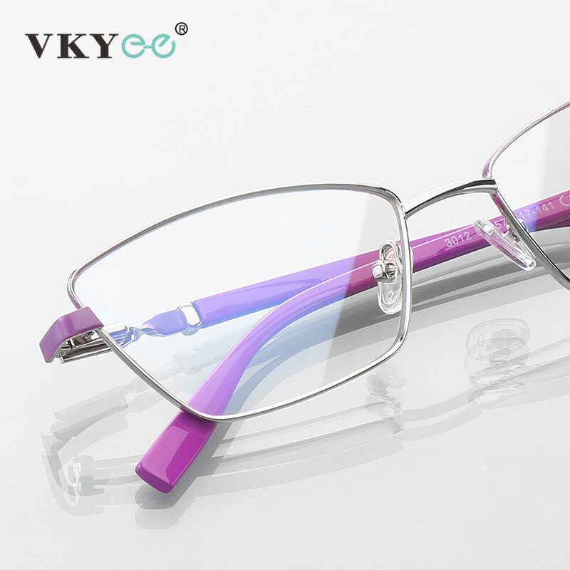 VKYEE-클래식 스퀘어 독서용 안경 프레임, 블루라이트 차단 광학 안경, 합금 처방용 안경