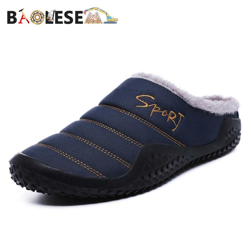 BAOLESEM Slippers House Men's Winter Shoes Soft Man Home Slippers Cotton Shoes Fleece Warm Anti-skid Man Slippers High Quality