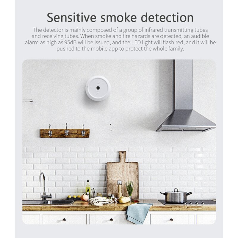 Tuya zigbee inteligente detector de fumaça sensor segurança sistema alarme vida inteligente/tuya app detector de fumaça para casa escritório incêndio