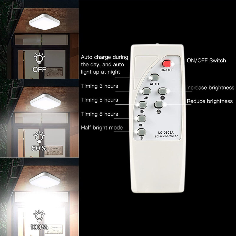 الشمسية ضوء السقف مع الألومنيوم لوحة طاقة شمسية مقاوم للماء سقف ليد حديث مصباح لغرفة المعيشة الحمام الشرفة التحكم عن بعد