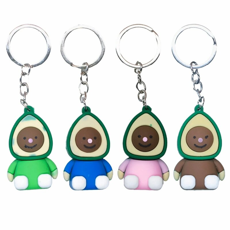 2PC Silicone Avocado Keychains for Women Kawaii Key Rings Cute Chain Accessories for Car Bag Creative Unique Ornament Gifts Kid