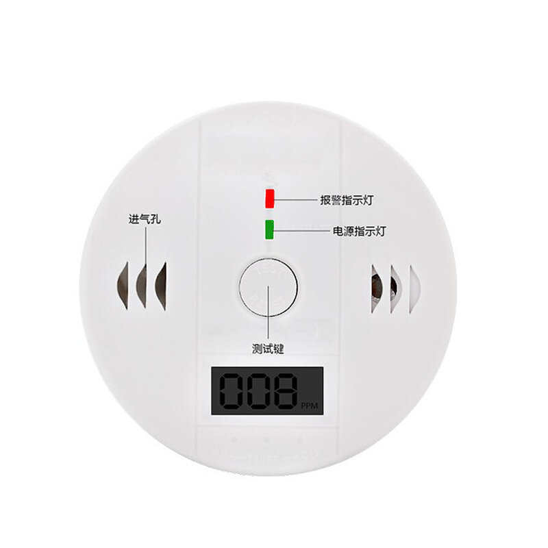 Detector de CO2 sensible para el hogar, Detector inalámbrico de óxido de carbono, intoxicación, humo, Gas, alarma de advertencia, indicador LCD