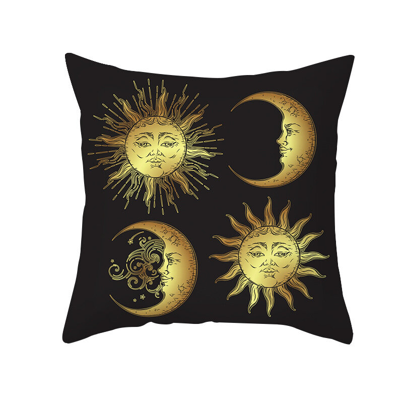 45CM czarne złoto słońce księżyc styl poszewka na poduszkę europejski klasyczny Sofa rzuć poszewka pokój dekoracyjna poszewka na poduszkę wystrój samochodu