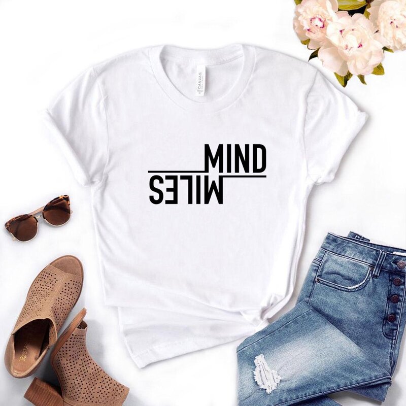 Camisetas con estampado de Mind Over Miles para mujer, camiseta informal divertida para mujer, camiseta de calle para chica, camiseta de NA-1097 de 6 colores