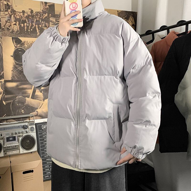 8XL Jaket Solid Pria 2022 Harajuku Mantel Fashion Tebal Hangat Jaket Kasual Musim Dingin Ukuran Besar Pakaian Jalanan Pria Parka Wanita Hip Hop