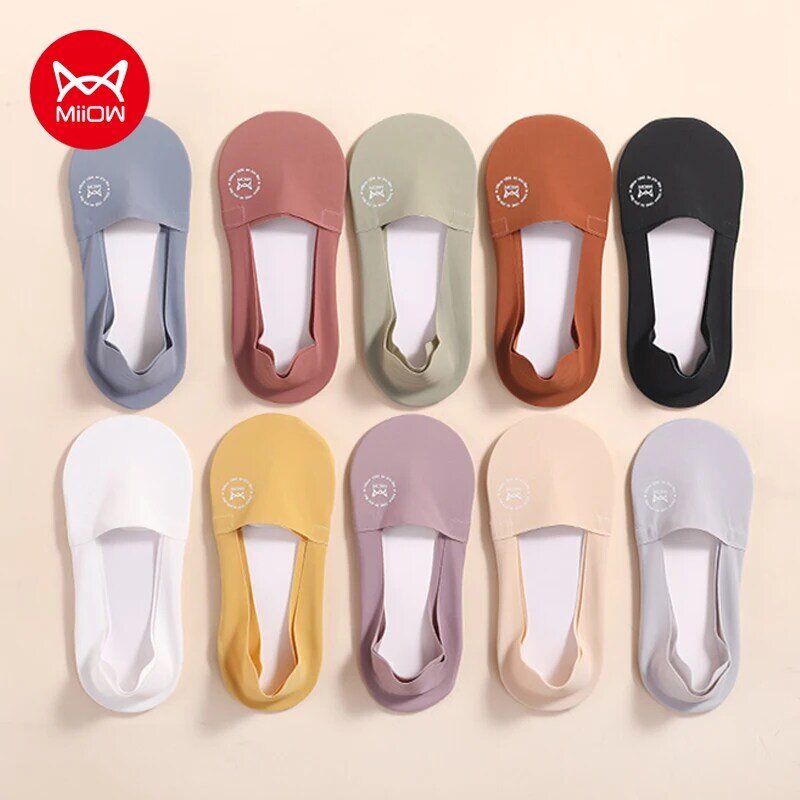 MIIOW – chaussettes respirantes et invisibles pour femme, 5 paires, en coton, confortables, Anti-odeur, couleur unie