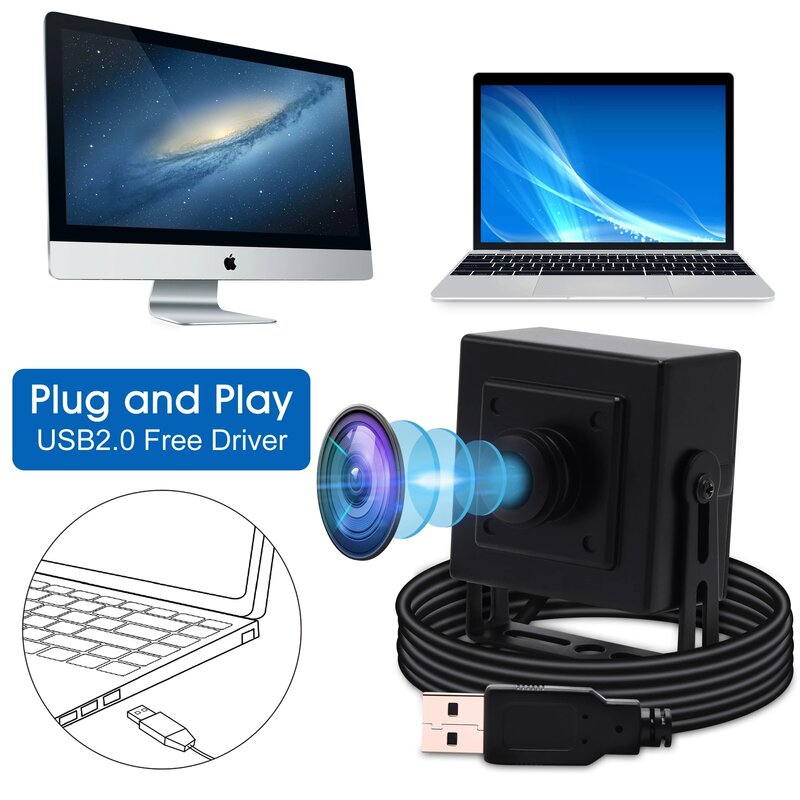 Cámara web gran angular 1080P Full Hd 100fps (a 480p) USB 2,0, Mini CCTV de 180 grados, Cable Usb, ojo de pez, para ATM, dispositivo médico