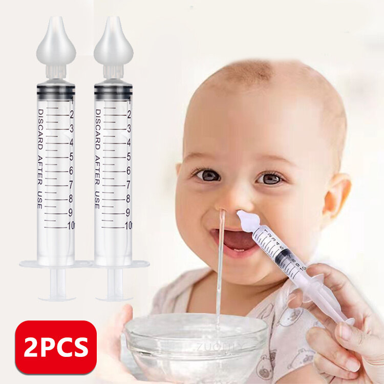 1/2Pcs 아기 코 깨끗한 바늘 튜브 유아 베이비 케어 비강 흡입기 클리너 10ML 아기 비염 비강 세척기 건강 안전