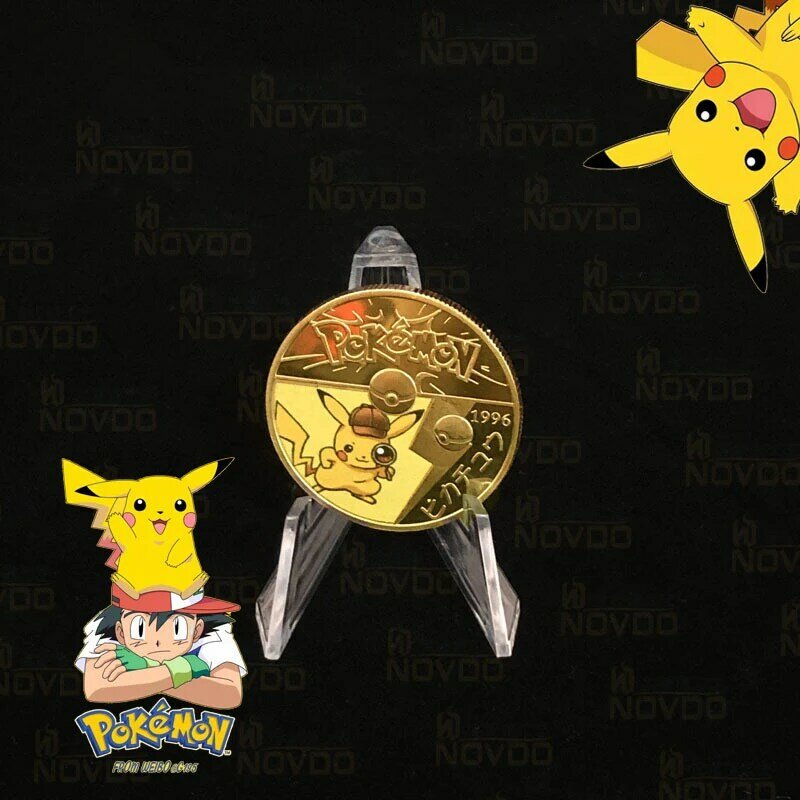 Pokemon Pikachu monety medalion materiał metaliczny kolekcja pamiątkowa zabawki prezenty dla dzieci
