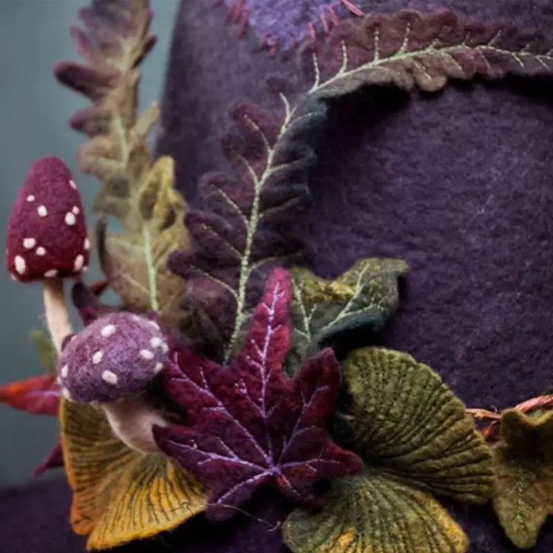Sombrero de mago de bruja, sombrero de bruja de Halloween con flores para mujer, sombrero de bruja de fieltro, accesorio de disfraz de Cosplay, Festival de fantasmas de Pascua