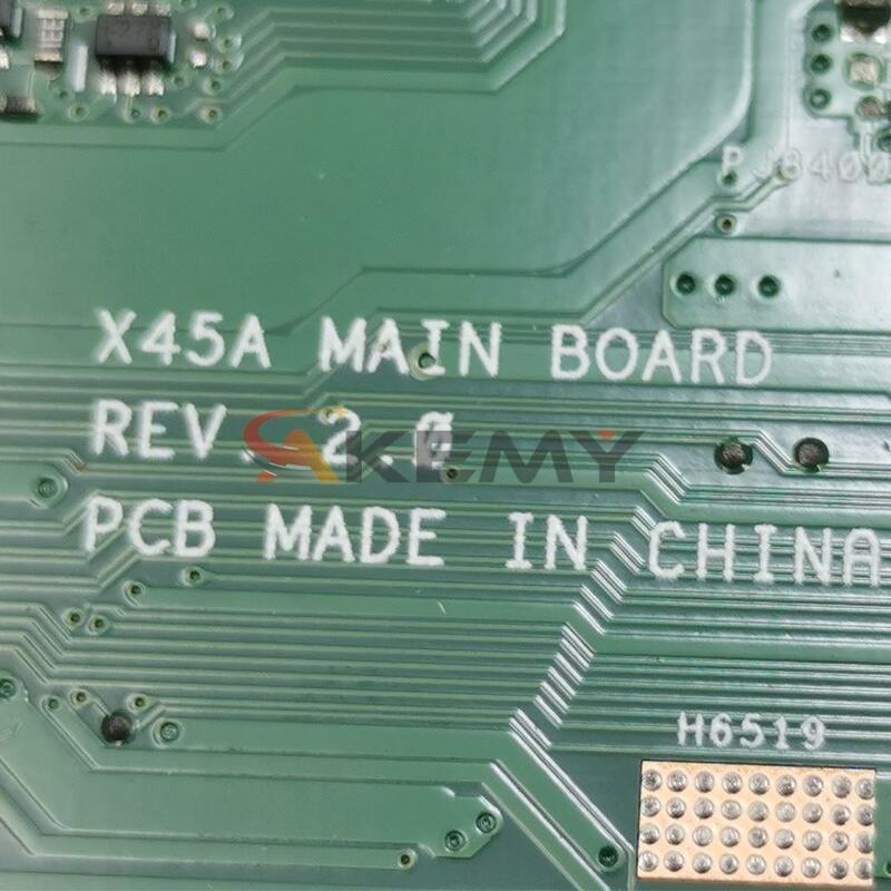 AKEMY สำหรับ ASUS Original แล็ปท็อป X45A Mainboard REV 2.0 Integrated DDR3 Test ทำงานที่สมบูรณ์แบบ