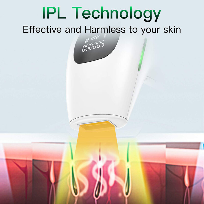 Depiladora láser IPL para hombres y mujeres, dispositivo de depilación de cuerpo completo, fotoeléctrico, indoloro, 500000 Flashes