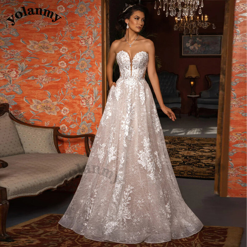 YOLANMY очаровательные милые свадебные платья для свадьбы с открытой спиной аппликации Vestido De Casamento на заказ