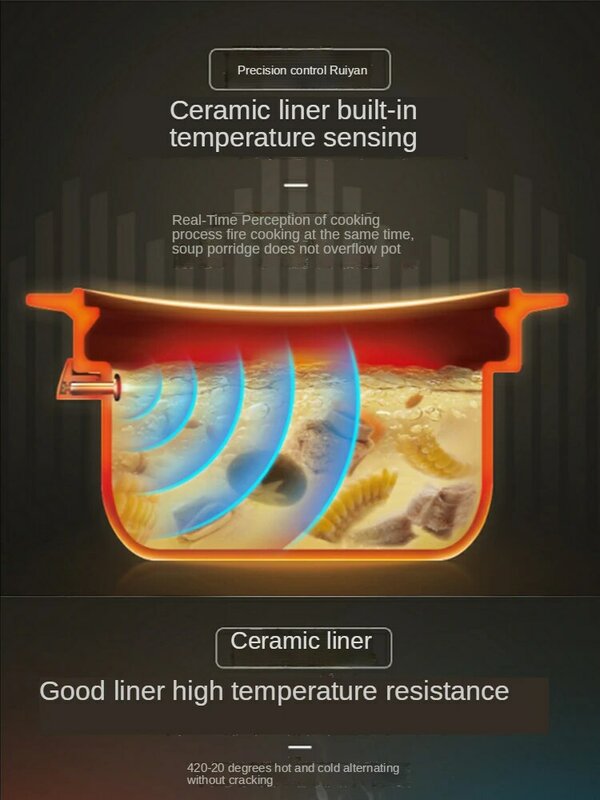 SUPOR 전기 스튜 냄비 홈 지능형 자동 수프 전기 캐서롤 보라색 모래 세라믹 냄비 3L4L5L