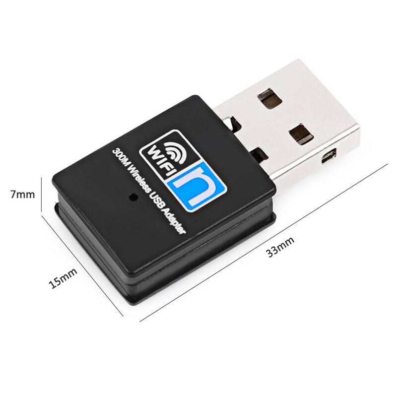 Adaptador WiFi USB 300 de 2,4 Mbps y 2,0 GHz, tarjeta de red inalámbrica 802,11 n/g/b para ordenador portátil, de escritorio y PC
