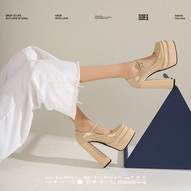 Thương Hiệu Mới Giày Sandal Nữ Mùa Hè Giày Gợi Cảm Dày Cao Cấp Gót Nền Tảng Đen Đỏ Màu Be Đầm DỰ TIỆC CƯỚI Giày Người Phụ Nữ máy Bơm