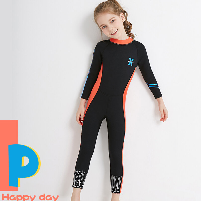 Baju Renang Anak-anak 2.5MM Pakaian Selam Neoprene untuk Anak Perempuan Pakaian Menyelam Berselancar Anak Laki-laki Pakaian Renang Menyelam Dalam Pakaian Mandi Pantai