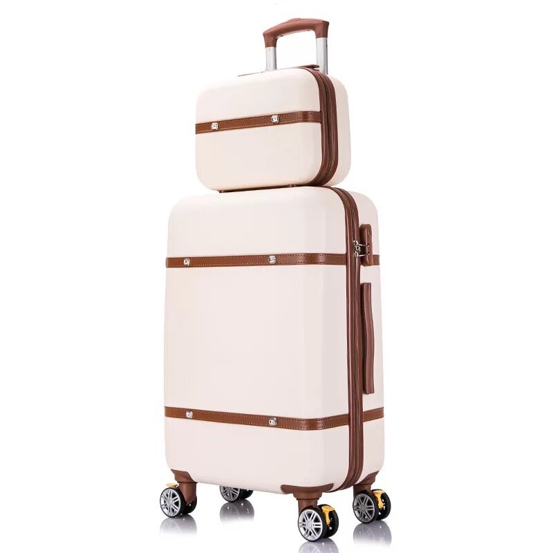 Carrylove-여아용 여행 가방 트렁크 하드 레트로 트롤리 가방, 20 인치, 22 인치, 24 인치, 26 인치, 빈티지 수하물