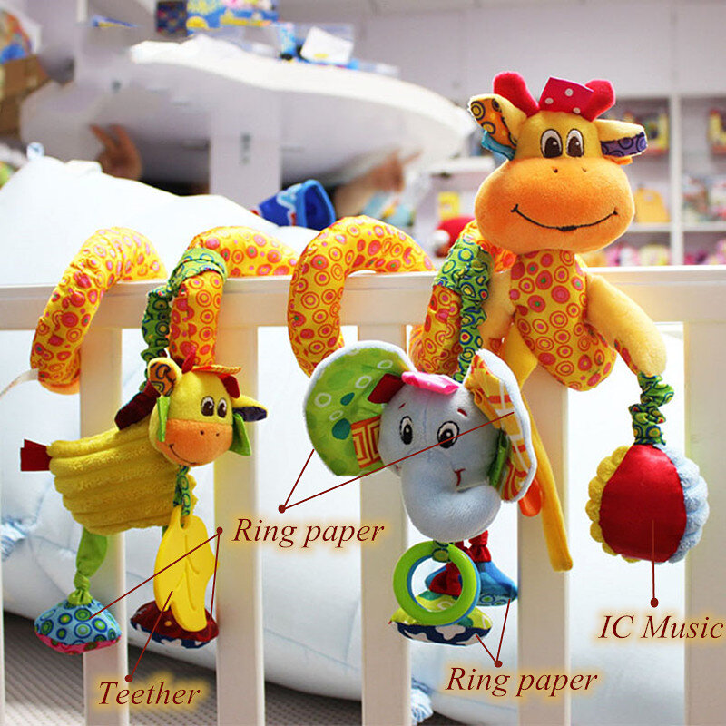 Zabawki dla niemowląt 0-12 miesięcy szopka przenośna karuzela nad łóżeczko grzechotki zabawki edukacyjne dla noworodków fotelik samochodowy wiszące łóżeczko dziecięce wózek spiralny zabawka