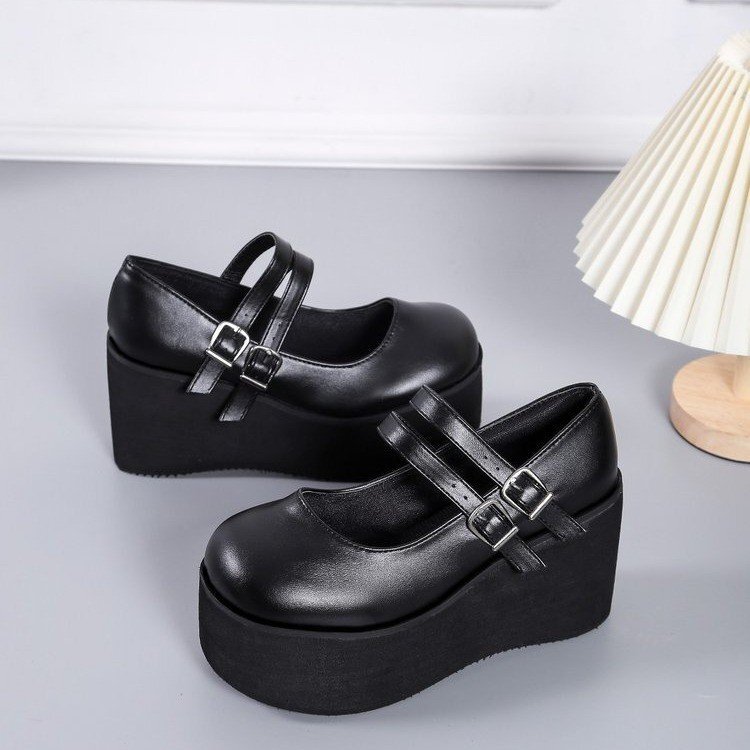 Brand New Female Lolita Cute Mary Janes Pumps Platform Wedges High Heels women's Pumps Sweet Gothic Punk Shoes Woman
