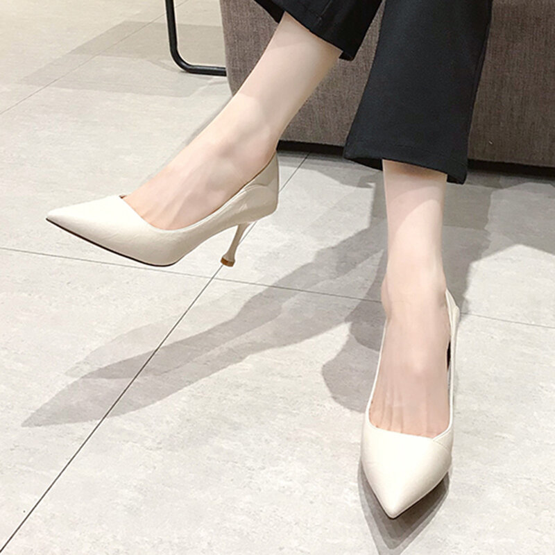 Zapatos de tacón alto sin cordones de cuero sintético para mujer, calzado de tacón fino para fiesta y oficina, color verde, 2022
