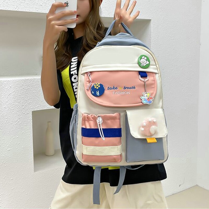 Śliczne dziewczyny nylonowe torby szkolne moda damska Kawaii Book plecak Trendy College fajne plecaki damskie kobiety kieszenie torba na laptopa