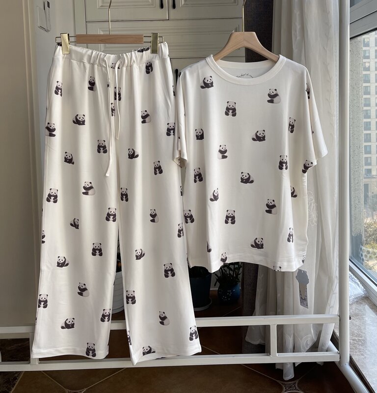Homewear Gelato piqué camicia da notte da donna Panda Room Wear Sleepwear Nightwears for Ladies
