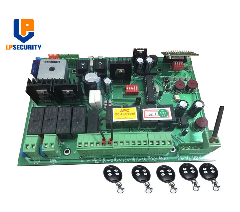 Placa de controle de portão automática de balanço duplo cc 24v com 4 transmissores