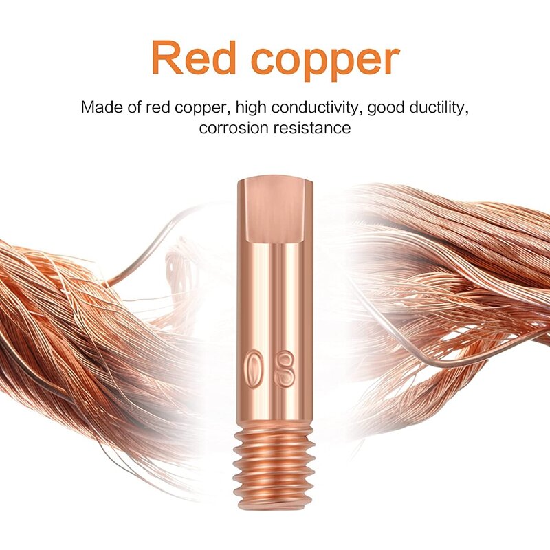 40Pcs Copper Contact Tip Welding Tip 0.8Mm Current Nozzle Welding Tip For 15AK Welding Machine MIG /  Welding Torch