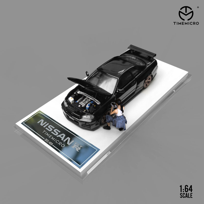 Tempo micro tm 1:64 gtr r34 z tune openable capa liga diorama modelo de carro coleção carros em miniatura brinquedos em estoque