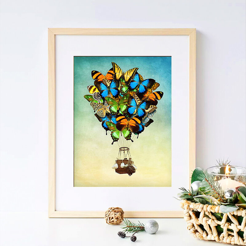 EverShine DIY Lukisan Berlian Balon Udara Panas Bordir Berlian Kupu-kupu Hewan Berlian Imitasi Gambar Pemandangan Mosaik Seni Dinding