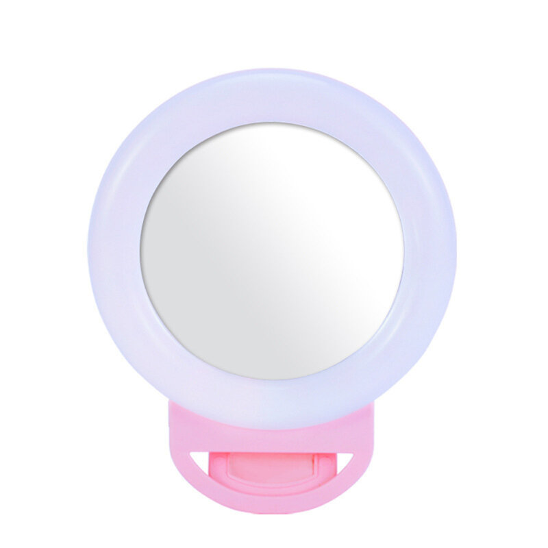 Lampu Ring Led Clip-on cermin rias, satu tombol saklar peredupan lampu lampu ponsel lampu pengisian Usb antarmuka Flash biasa