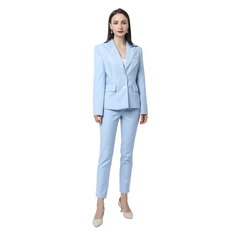 Conjunto de 2 peças femininas terno de trabalho de escritório um botão blazer & calças senhoras design de moda fino ajuste formal blazer roupas de negócios