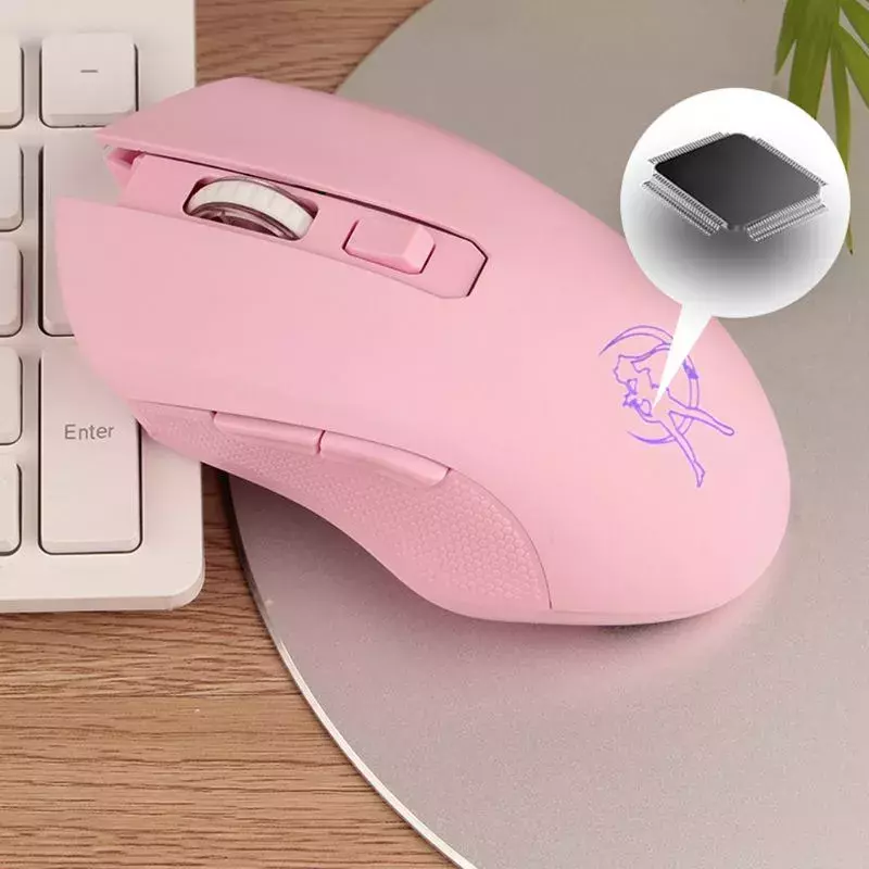 الوردي الصامت LED البصرية لعبة الفئران 1600 ديسيبل متوحد الخواص 2.4G USB اللاسلكية فأرة للكمبيوتر المحمول 667C