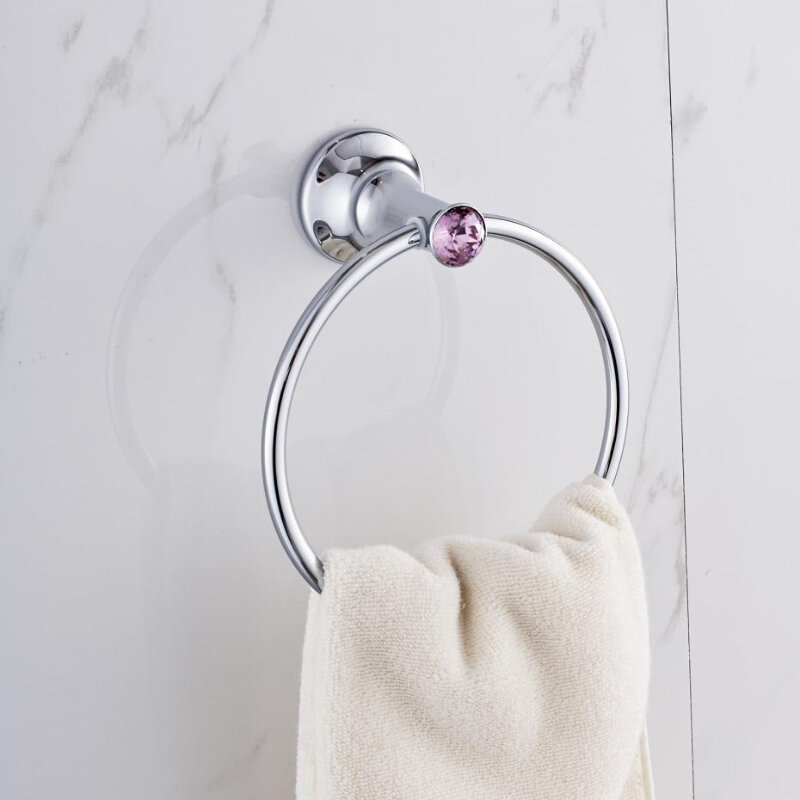 Brass Towel Ring  hand towel holder bathroom towel holder gold towel rack Luxury Silver Crystal Wall Mounted Towel Rack