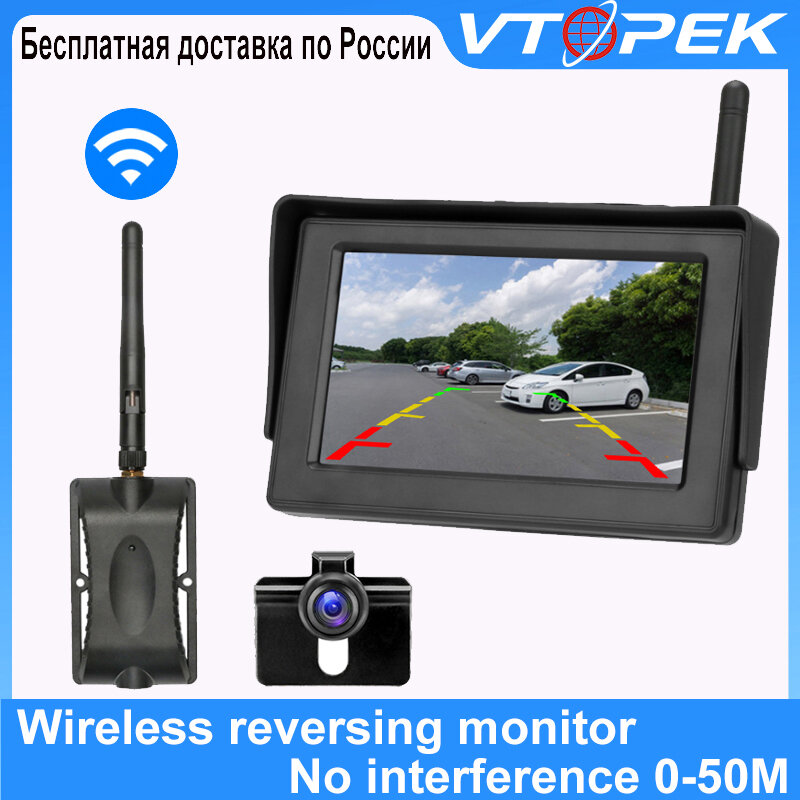 Draadloze Achteruitrijcamera 4.3 ''Monitor IP68 Waterdichte Backup Camera Stabiel Signaal Reverse Camera Kit Auto Achteruitrijcamera