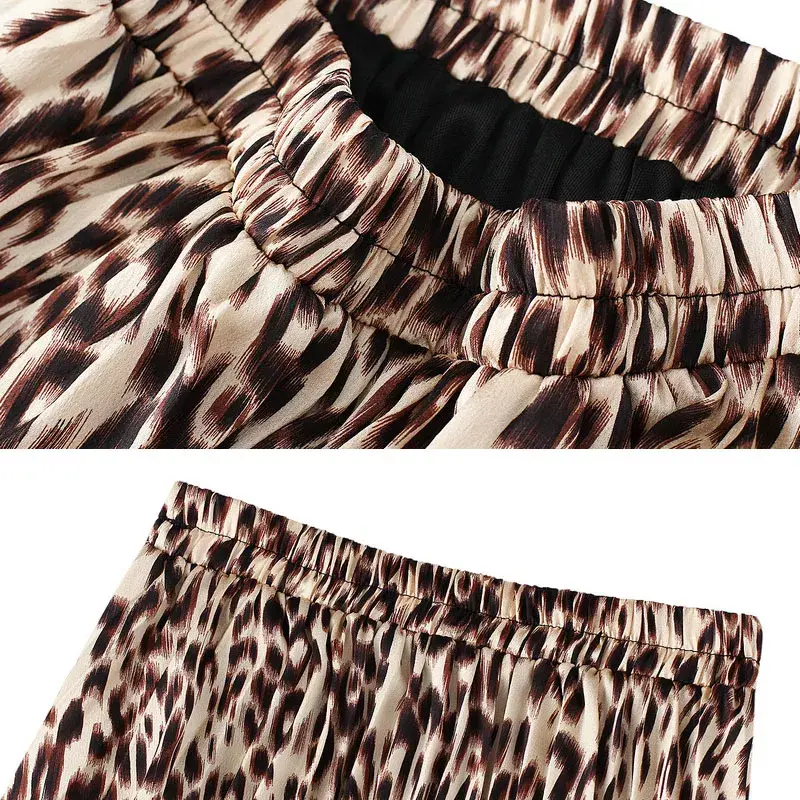 Jupe en mousseline de soie pour femmes, ample, imprimé léopard, ligne a superposée, offre spéciale d'été