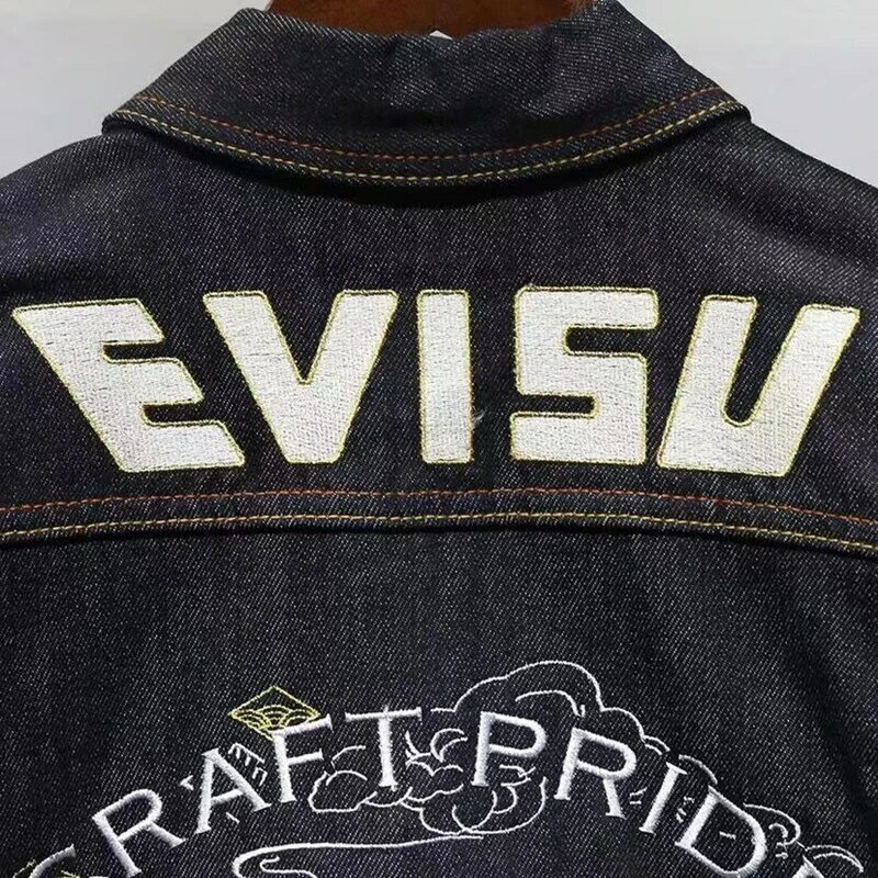 Styl japoński nowy męska kurtka dżinsowa haftowane amerykański Hip Hop styl styl kurtka męska koszulka z nadrukiem dżinsy wysokiej jakości