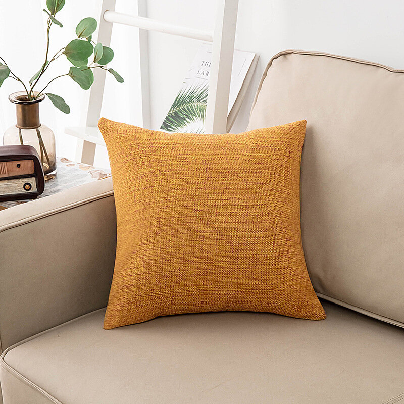 Capa de almofada de sofá para casa decorar a arte de linho fronha de cânhamo de algodão 45*45cm clássico simples escritório cor sólida