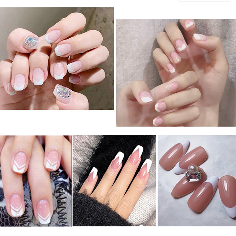24 szt. Nails formularz przewodnik naklejki porady francuski Manicure paznokci naklejki ozdobne Fringe przewodniki DIY Sencil stylizacja przybory kosmetyczne