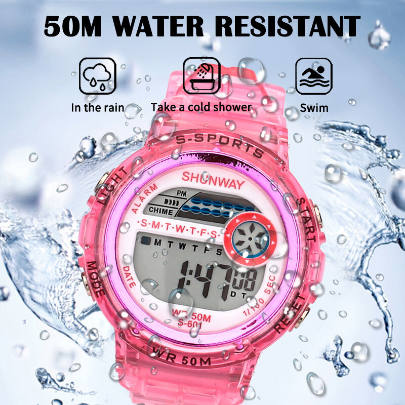 2022 Boys And Girls Outdoor Sports Color Kids Digital Watches Student Children's Watch Fashion Luminous Led Waterproof Alarm