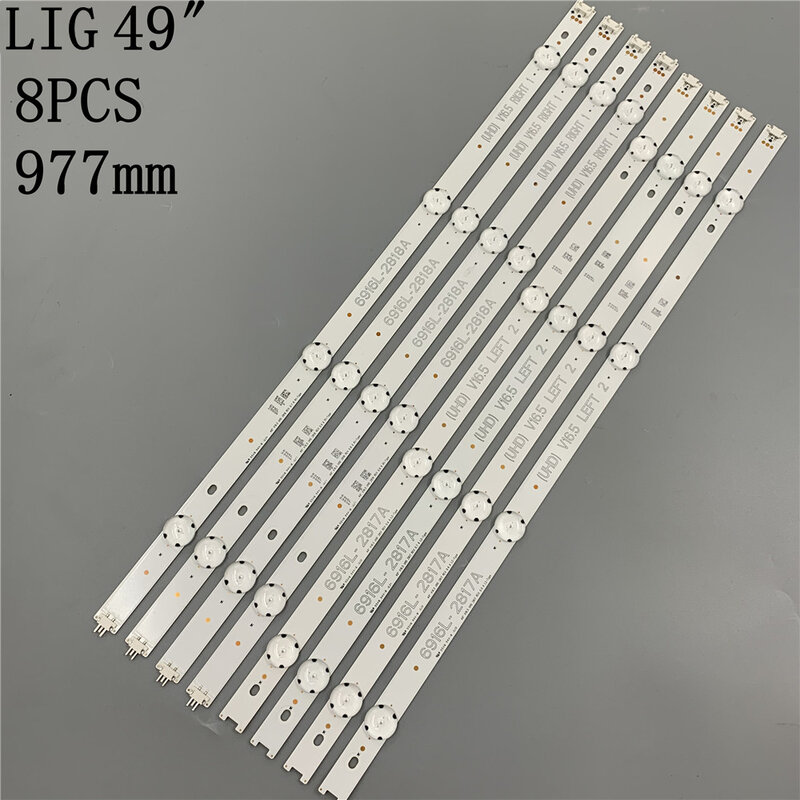 New Kit 8 PCS LED backlight strip for LIG 49UH603V 49UH620V LC490DGE 6916L-2705A 2706A 2707A 2708A 6916L-2709A 2710A 2711A 2712A