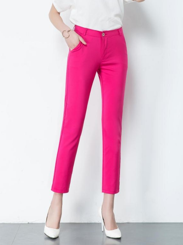 Nowe formalne wysoka talia ołówek spodnie kobiety dorywczo ponadgabarytowych 4xl koreański biurowe Pantalones szczupły OL cukierki kolor spodnie Capris