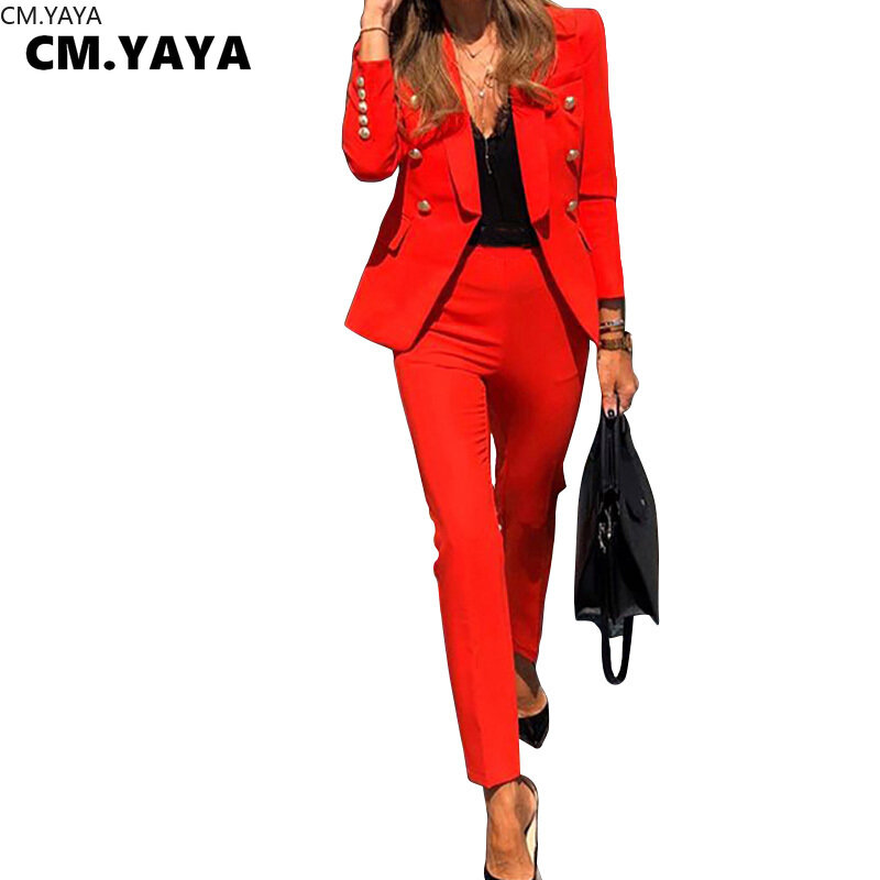 2020 Winter Women Set Notched Full Sleeve Blazers Pencil Pants Suit Office Lady Two Piece Set Tracksuits Casual Outfits GL806