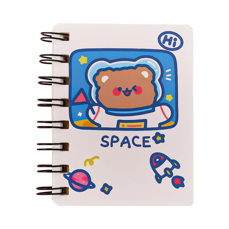 Карманная тетрадь A7 с астронавтом в Корейском стиле, милая Студенческая записная книжка с толстой катушкой, милый простой офисный журнал