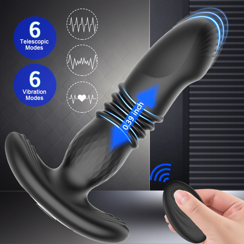 Telescopic Anal Plug Male Vibrating Butt Dildo Wireless Ass Sex Toys for Men Dildo Prostate Massager Men Buttplug Stimulator