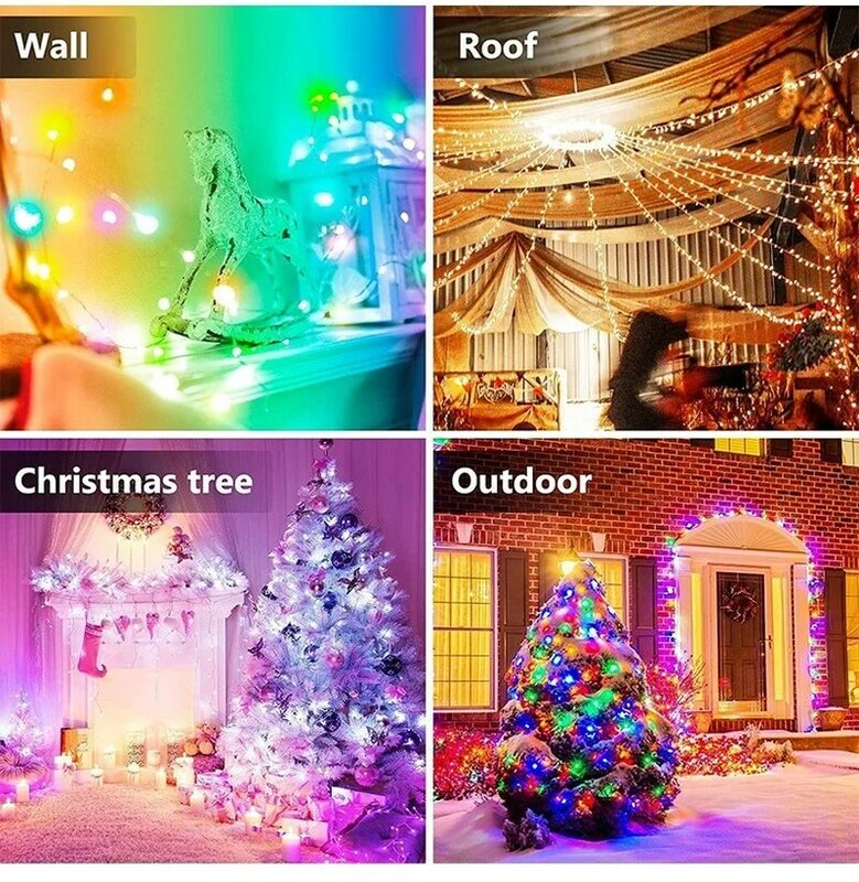 Tira de luces LED de 2-30m, luz de festón con Bluetooth, Control por aplicación, regalos de Navidad, decoración de Año Nuevo, decoración de árbol de Navidad